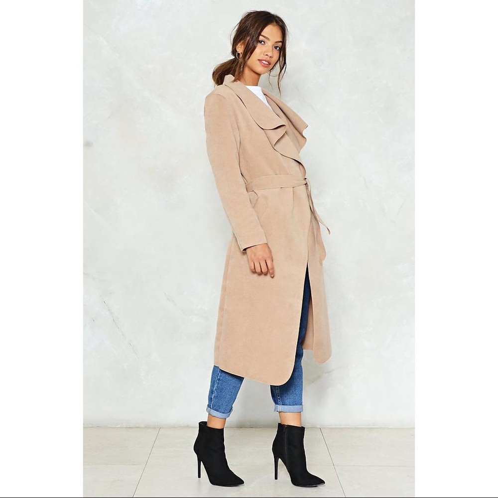 Let’s Wrap It Up Beige Waterfall Coat - Picture 2 of 3